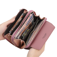 Dompet Panjang Wanita Gaya Korea Baellerry, Tempat Ponsel dengan Ritsleting, Tas Tangan Kulit Wanita