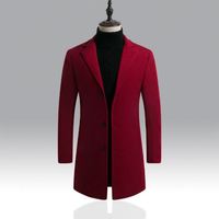 Manteau Peacoat Homme Version Coréenne Simple Boutonnage Coupe Slim Longue Coupe-Vent Décontracté – Approvisionnement Direct Usine NY