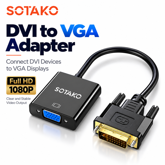 Active DVI Male to VGA Female Adapter Cable 0.2M 1080P DVI-D 24+1to VGA Converter for Monitor Projector PC Laptop Display