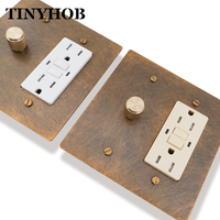 Interrupteur combiné rétro standard américain à 2 boutons, avec bouton moleté, variateur LED, prise GFCI, chargeur, prise murale résidentielle 120V