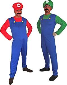 Nuevos hombres adultos Mario Luigi <span class=keywords><strong>Bros</strong></span> fontanero hermanos Cosplay disfraz traje - Product Image 1