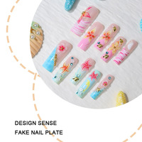 Faux ongles à presser en acrylique, style français, courts, naturels, 24 pièces, fabriqués à la machine et semi-artisanaux, vente en gros