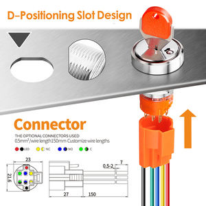 लालबू सेल्फ लॉकिंग 19/22 मिमी 2/3 गियर मेटल नॉब स्विच के साथ हल्के पुश बटन चयनकर्ता स्थानांतरण बटन 1nc ip65 k10 - Product Image 6