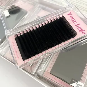 0.03 0.05 CC curl dark matte black volume trays private label fluffy silk volume eyelash extensions cashmere lash extension