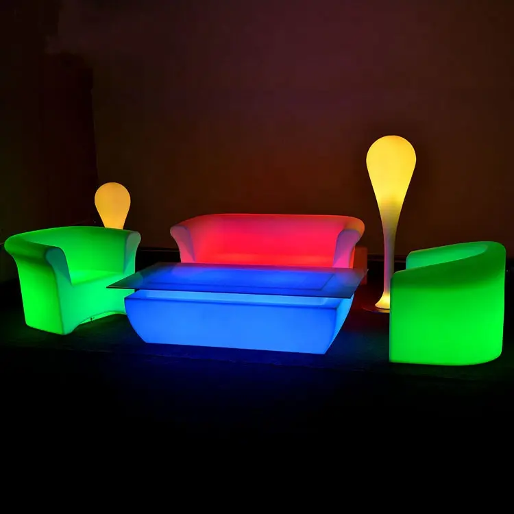 Bar Möbel Sets beleuchtet LED Cocktail Tisch Design Wiederauf ladbare Kunststoff Moderne PE Gewerbe möbel Drahtlose Fernbedienung 10-12h