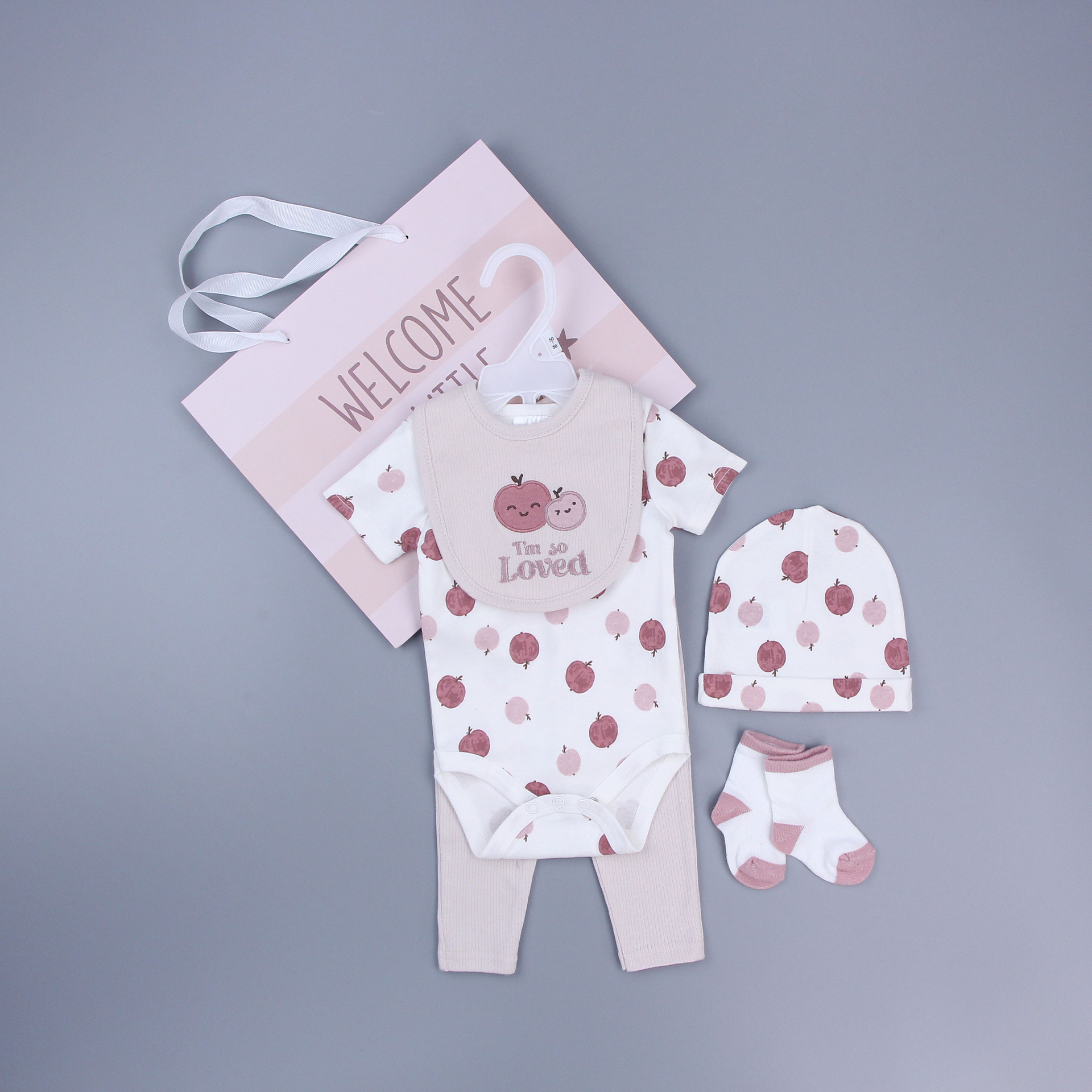 Vêtements bébé pomme rose rouge