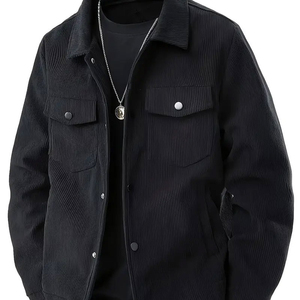 Chemise-veste décontractée sportive en velours côtelé pour homme, manches longues, col rabattu, simple boutonnage, poches fonctionnelles, vêtement d'extérieur tendance - Product Image 5