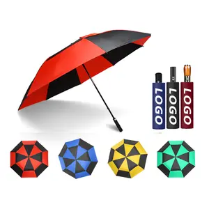 Wholesale Cheap Promotional Branded Commerical WindProof Custom Logo Coloured Automatic Umbrellas For Gift With Logo Vintage