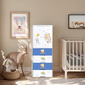 Ours mignon Tiroirs de rangement en plastique à 5 couches Organisateur d'<span class=keywords><strong>armoire</strong></span> en PP pour la garde-robe de bébé Vêtements pour enfants Literie <span class=keywords><strong>Maison</strong></span> Salon - Product Image 2