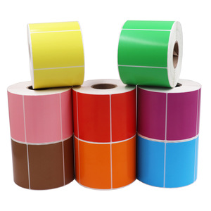 Etiqueta adhesiva recubierta de <span class=keywords><strong>papel</strong></span> semibrillante de tamaño 57x32x76x38 de color personalizado, etiqueta adhesiva de color de <span class=keywords><strong>transferencia</strong></span> térmica, etiqueta de envío - Product Image 1