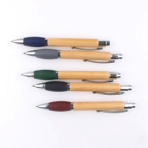 Wholesale Promotional Custom Logo Bamboo Ballpoint <b>Pen</b> With Color Rubber Metal Clip Printing Laser Advertising for Stationery - Product Image 2