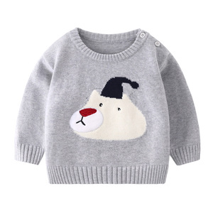 Winter Cotton Embroidered Button Closure Custom Soft Breathable Anti-Pilling Long Sleeve Knitted Newborn Baby <b>Pullover</b> <b>Sweater</b> - Product Image 3
