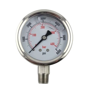 40 400 바 6000psi 오일 액체 충전 스테인리스 스틸 내진 고압 게이지 - Product Image 1