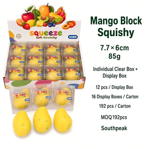 Juguete Antiestrés de Mango de Southpeak, Bloque de Mango Suave y Elástico, Juguete Sensorial ASMR para Apretar, 7.7*6cm <span class=keywords><strong>85g</strong></span>, Forma de Fruta, OEM WS MOQ192pc - Product Image 1
