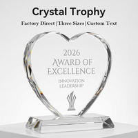 Trophée personnalisé en cristal en forme de cœur, récompense en verre gravé en forme de cœur pour la Saint-Valentin, les anniversaires, Thanksgiving, les cadeaux d'appréciation
