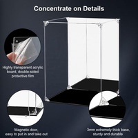 Boîte de présentation portable en acrylique transparent pour figurines, avec dos miroir, protection anti-poussière pour objets de collection
