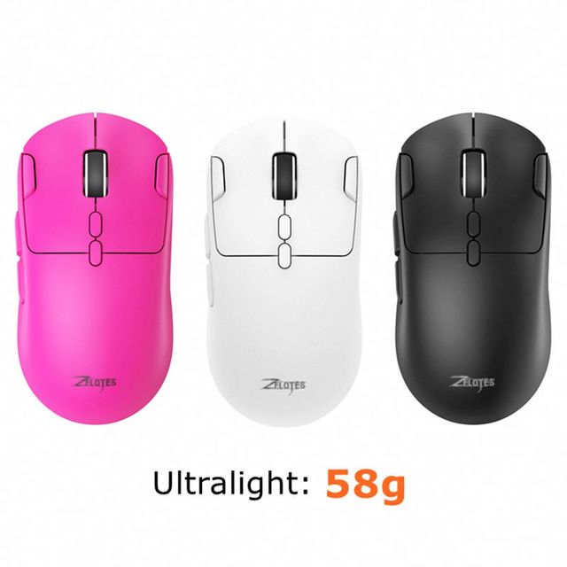 OEM ZELOTES F-37 Ultra Lightweight Mouse 58g 24000DPI 10 Buttons Programmable Tri Mode Wireless Ambidextrous Gaming Mouse