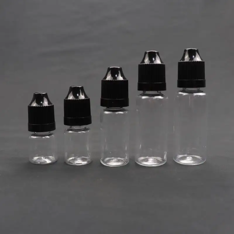 PET plastic 120ml Empty CR Oil Dropper Bottle Food Grade PET Transparent Black Plastic Squeezable Bottle