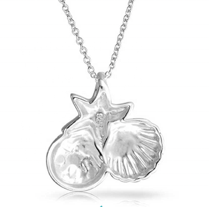 Ciondolo collana <span class=keywords><strong>di</strong></span> conchiglie <span class=keywords><strong>di</strong></span> riccio <span class=keywords><strong>di</strong></span> <span class=keywords><strong>mare</strong></span> e stelle marine in argento Sterling 925 in argento personalizzato - Product Image 2