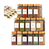 Bouteille carrée en verre vide de 120 ml (4 oz) pour épices, sel et poivre, avec couvercle en bois, pour emballage alimentaire – Vente directe usine
