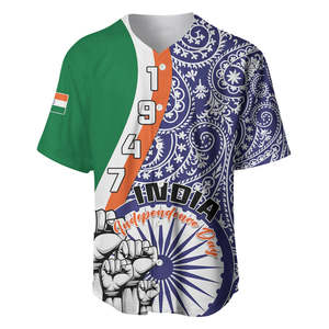 Inde Jour de l'Indépendance Baseball Jersey Indien Paisley Motif En Gros Haute Qualité À Manches Courtes Baseball Chemises Surdimensionné - Product Image 1