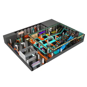 大型300平方米家庭娱乐室内蹦床公园带泡沫坑爬墙篮球