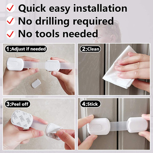 Adjustable Cupboard <strong>Fridge</strong> Drawer Door Cabinet Safety <strong>Lock</strong> Kids Children Child Baby Adhesive Safety Strap <strong>Locks</strong> Guard - Product Image 3
