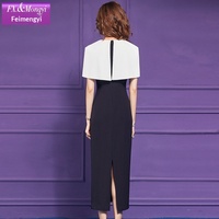 Robe de soirée élégante à taille haute de style estival FMY65261 en noir et blanc contrastés, robe longue pour femmes