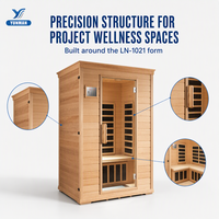 Salle de sauna traditionnelle pour la maison, sauna sec, design en forme de L avec double banc, éclairage LED, alimentation USB/prise électrique