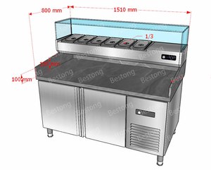Tủ lạnh làm mát pizza đặt dưới quầy, 2/<span class=keywords><strong>3</strong></span> cửa, bàn chuẩn bị thực phẩm có ngăn trưng bày trên cùng, chế độ làm mát bằng khí - Product Image 6