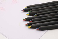 Crayons de couleur en bois noir SHENGYADA KS0712 en gros, impression UV, logo personnalisé pour le dessin artistique, fournitures scolaires pour enfants