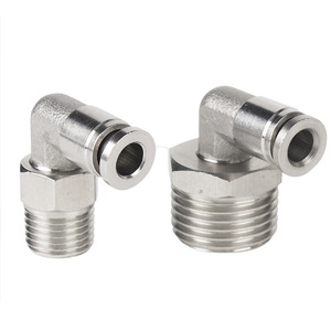 Conector Neumático Rápido de Acero Inoxidable 304 WTQD Buntai, Tipo PL8-02, Rotatorio, de Ángulo Recto - Product Image 1