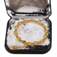 Bracelet à fermoir à bascule géométrique tendance - Plaqué or 18 carats, acier inoxydable, étanche, chaîne faite à la main