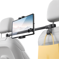 Support de tablette réglable en plastique pour appuie-tête de voiture avec fixation bilatérale pour iPad/tablettes et smartphones, 2 crochets