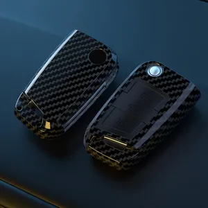 Funda Protectora para Llave de Coche de Fibra de Carbono ABS para VW Volkswagen Golf 7 MK7 Tiguan <span class=keywords><strong>MK2</strong></span> para SEAT Ateca Leon <span class=keywords><strong>FR</strong></span> 2 Ibiza para Skoda Octavia - Product Image 3