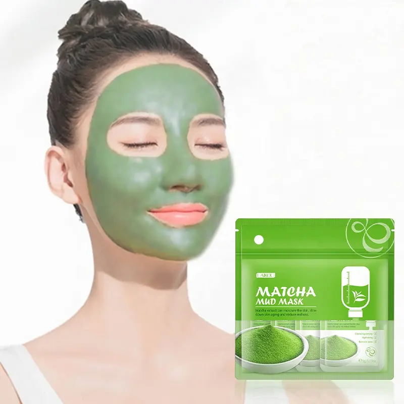 LAIKOU-Mascarilla de barro Matcha para piel seca, máscara facial blanca antiarrugas, antiedad