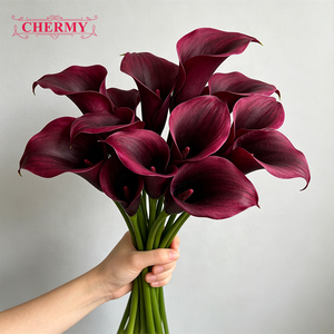 Fleur artificielle en PU de haute qualité, grande fleur de lys rouge, pour mariage, événement, vente en gros, directement de l'usine DC203 - Product Image 1