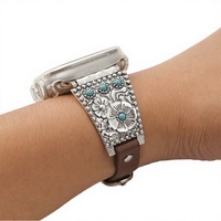 Bracelet de montre intelligente en cuir turquoise rétro, confortable, avec boucle à ardillon, 233 mm, pour articles de luxe
