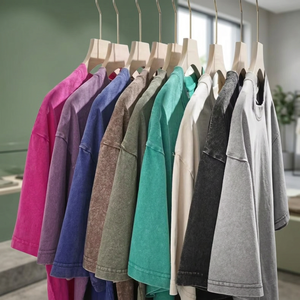 เสื้อยืดคอกว้างแขนสั้นผู้ชาย สีพื้น ผ้าฝ้ายถัก 100% เสื้อฤดูร้อน น้ำหนักเบา - Product Image 6