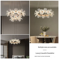 Lustre LED moderne en forme de fleur, en aluminium doré et acrylique, à intensité variable en continu, pour salon, villa, décoration intérieure