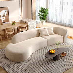 Bestseller Moderne Möbel Weißes Sofa Wohnzimmer-Sofas Geschwungenes Sofa 3-Sitzer Stoffsofa für Zuhause - Product Image 1