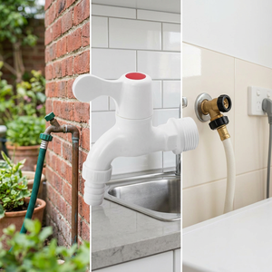 Robinet d'eau moderne en PVC blanc poli, facile à installer pour lavabo et machine à laver - Product Image 2