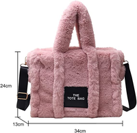 Sac fourre-tout pour femmes à la mode moelleux automne-hiver pochette de rangement poignée supérieure sac à main à bandoulière pour voyage travail doux confortable en peluche