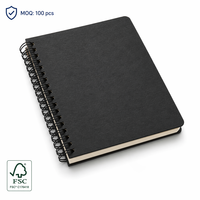 Carnet de notes A5 noir à spirale double avec couverture rigide, personnalisable avec logo, idéal pour l'école, le bureau, la promotion d'entreprise ou comme cadeau.