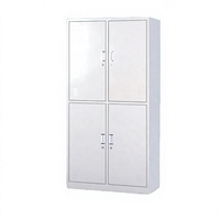 Armoire de rangement en acier anti-humidité à 4 portes avec panneaux de porte lisses et barres de suspension fixes pour les uniformes des employés de salon de beauté