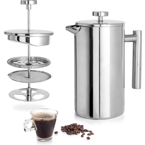 Cafetera <span class=keywords><strong>Francesa</strong></span> de Doble Pared Aislada - Acero Inoxidable, Mantiene el Café Caliente Durante Horas, <span class=keywords><strong>Ideal</strong></span> <span class=keywords><strong>para</strong></span> el Hogar o la Oficina - Product Image 1