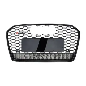 Front Bumper Grill for audi A6 grill Front Intake Hex Mesh Hood Grille Full Refit for RS6 Style for A6 S6 C7.5 2016 2017 2018