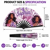 Éventails Personnalisés en Gros pour Fêtes, 33 cm (13 Pouces), en Plastique, Bambou, Bois, avec Photo, Nom, Rose, Papillon, pour Anniversaire, Éventail Personnalisé