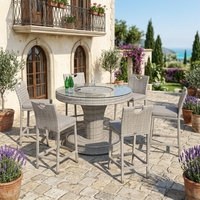 Ensemble de meubles de bar en rotin d'extérieur OSMEN Almansa, 6 pièces, table et chaises de salle à manger en osier PE, design classique pour cour