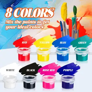 Mini 80pcs Acrylic Paint Strips For Kids Adults Art Craft Painting 8 Colors Container Storage Paint Pots For Birthday Party